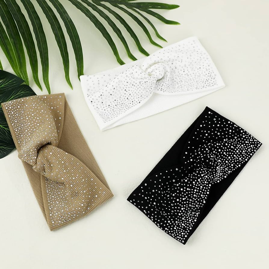 Amazon.co.jp: キラキラヘッドバンド レディース 3個 クリスタルワイド